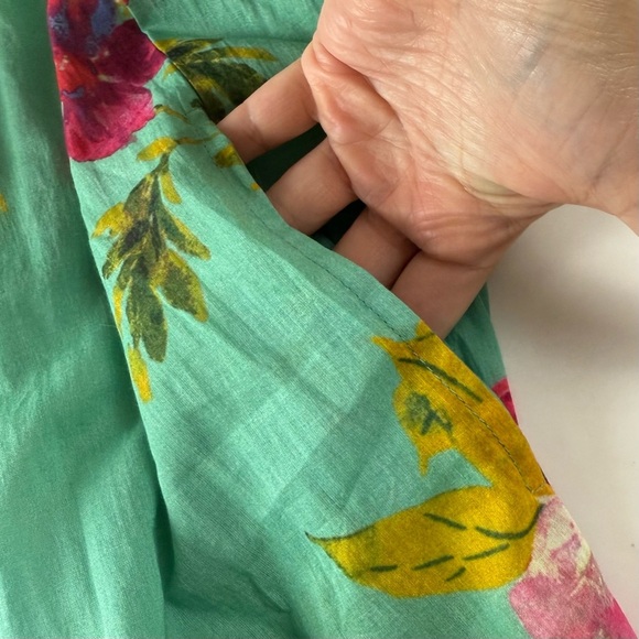 Aratta Dress Womens Large Green Floral Boho Maxi Off Shoulder Pockets - Picture 7 of 11